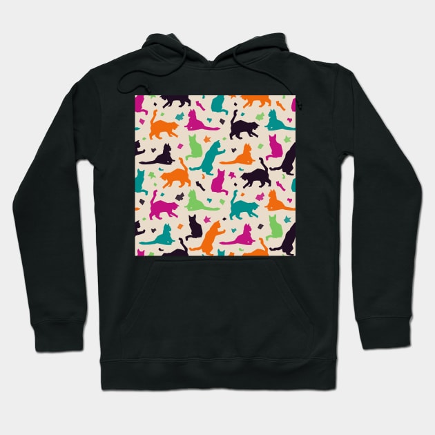 Dark Colors Matisse Cats Hoodie by Carolina Díaz